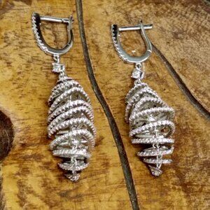 Designer couture silver earrings new Christina Sabatini